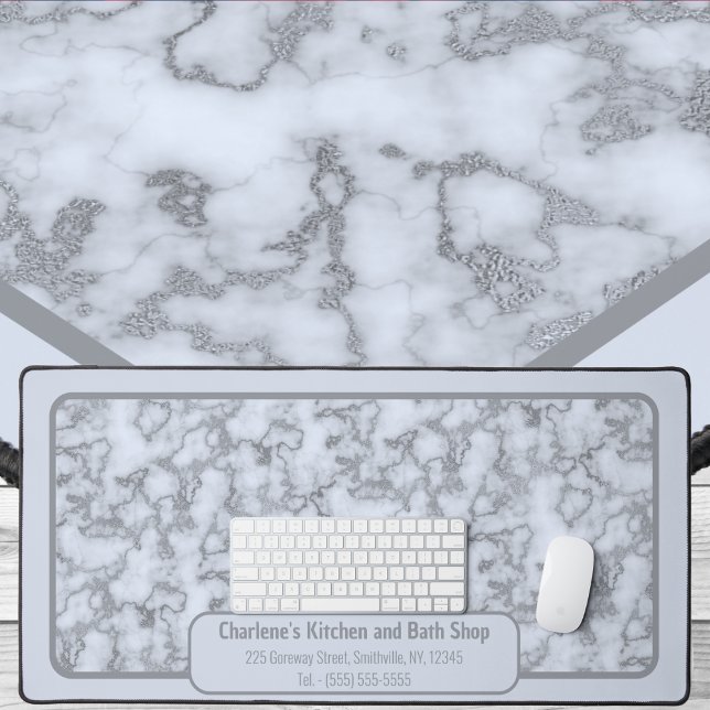 Faux Silver Gray Marble - Neutral for any office Desk Mat (Faux Silver Gray Marble - Neutral for any office Desk Mat by Office Accessories Shop)