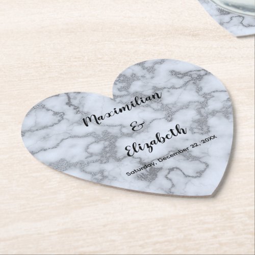 Faux Silver Gray Marble_Silver Wedding Anniversary Paper Coaster