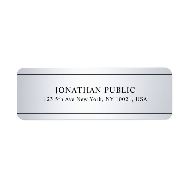 Faux Silver Look Modern Clean Template Custom Label (Front)