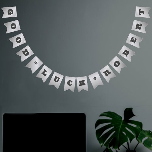 Faux Silver Luxe Corporate Custom Name  Message  Bunting Flags