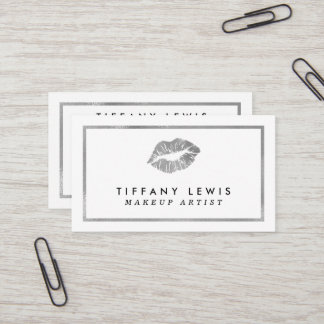 Faux Silver Makeup Artist Business Cards