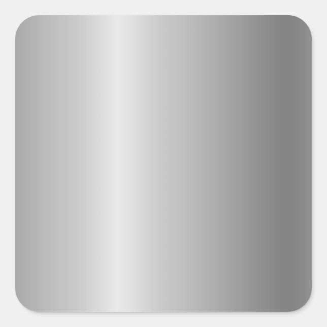 Faux Silver Metal Blank Template, DIY Text & Art Square Sticker (Front)