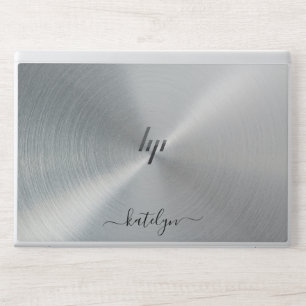 Faux Silver Metal Monogram HP Laptop Skin 