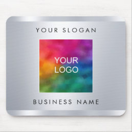 Faux Silver Metallic Look Add Your Business Logo Mouse Pad
