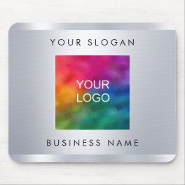 Faux Silver Metallic Look Add Your Business Logo Mouse Pad