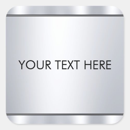 Faux Silver Metallic Look Custom Text Template Square Sticker