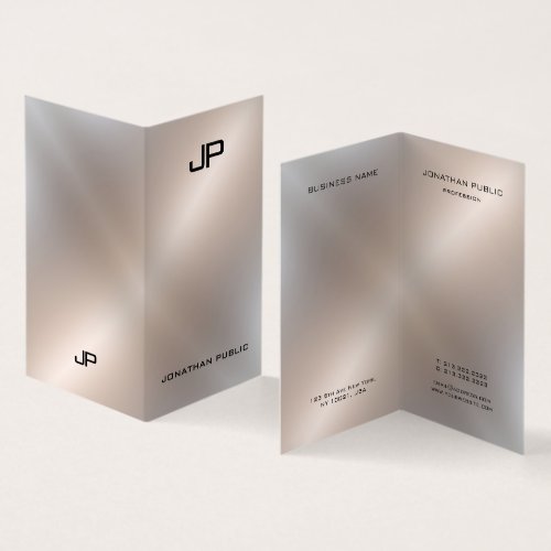 Faux Silver Metallic Look Elegant Modern Monogram Business Card