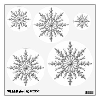 Faux Silver Metallic Winter Snowflakes on White Wall Decal