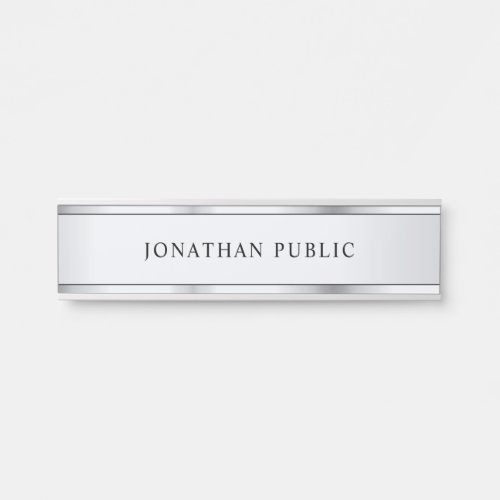 Faux Silver Minimalist Design Modern Elegant Door Sign