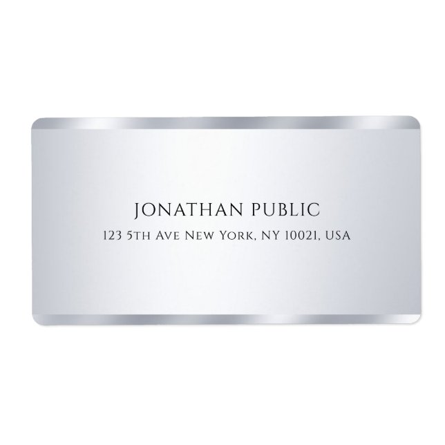 Faux Silver Modern Elegant Creative Simple Trendy Label (Front)