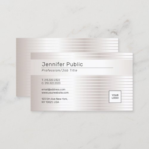 Faux Silver Modern Elegant Glamorous Template Business Card