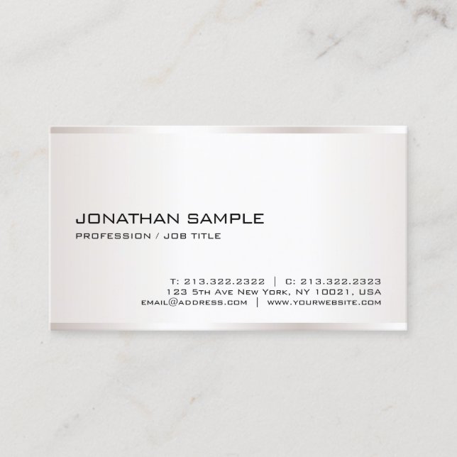 Faux Silver Modern Elegant Template Professional Business Card (Front)