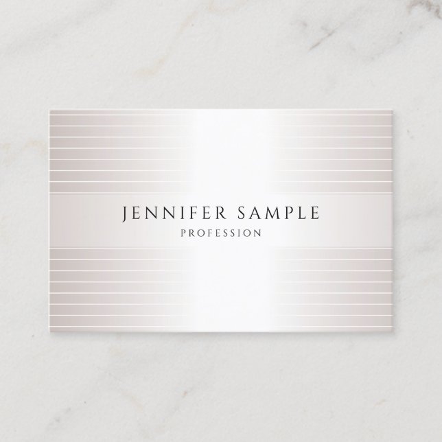 Faux Silver Modern Simple Elegant Trendy Template Business Card (Front)