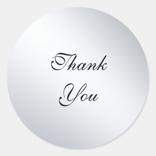Faux Silver Modern Template Thank You Text Elegant Classic Round Sticker