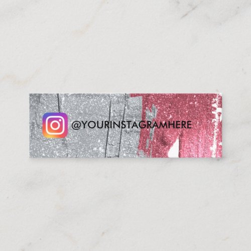 Faux Silver Pink Glitter Social Media Instagram Mini Business Card