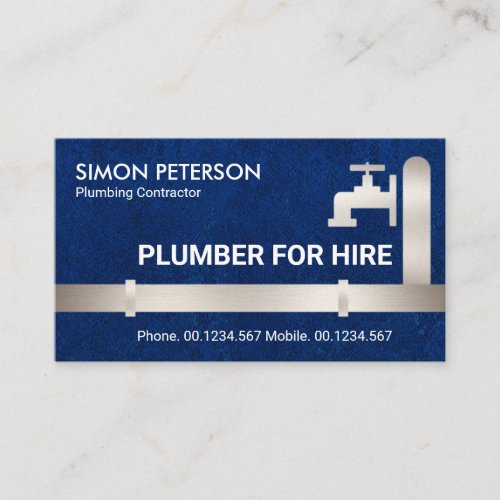Faux Silver Pipes Faucet Blue Water Grunge Plumber Business Card