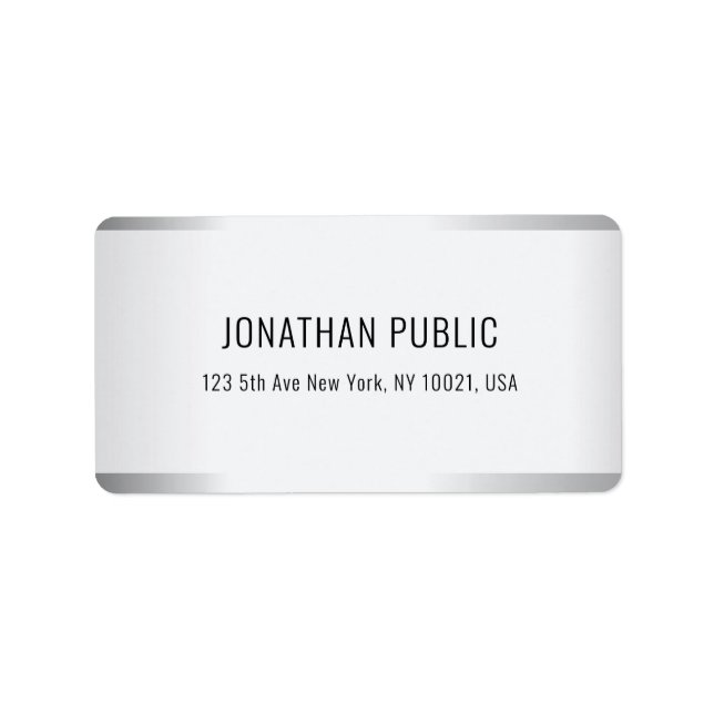 Faux Silver Professional Modern Glamorous Template Label (Front)