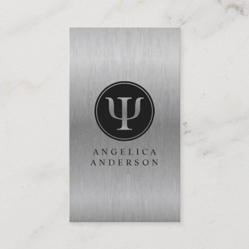 Customizable Faux Silver Psychologist Psi Symbol Business Card