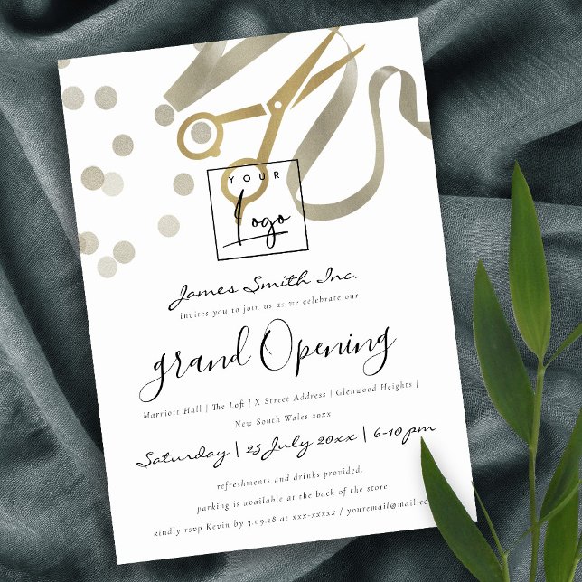 FAUX SILVER RIBBON CUTTING GRAND OPENING CEREMONY INVITATION (Creator Uploaded)