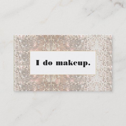 Faux Silver Sequin Bold Typography Makeup Artist Business Card