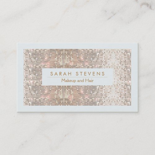 Sparkly FAUX Silver Sequins Makeup and Hair Business Cards