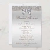 Faux Silver Sequins and Bow Bridal Shower Invitation (Back)