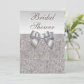 Faux Silver Sequins and Bow Bridal Shower Invitation (Standing Front)