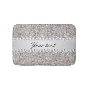 Faux Silver Sequins And Diamonds Bath Mat by glamgoodies at Zazzle