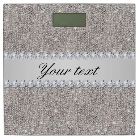 Faux Silver Sequins And Diamonds Bathroom Scale