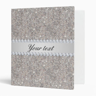 Faux Silver Sequins and Diamonds Binder