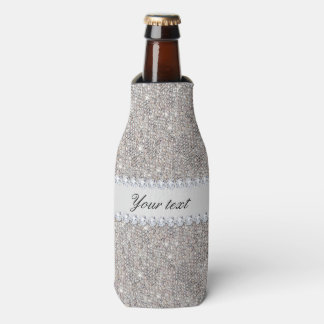Faux Silver Sequins and Diamonds Bottle Cooler
