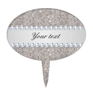 Faux Silver Sequins and Diamonds Cake Topper