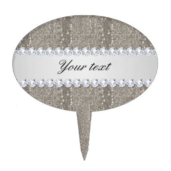 Faux Silver Sequins And Diamonds Cake Topper by glamgoodies at Zazzle