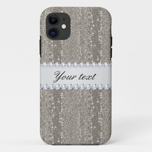 Faux Silver Sequins and Diamonds iPhone 11 Case