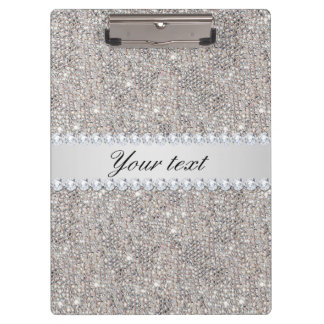 Faux Silver Sequins and Diamonds Clipboard