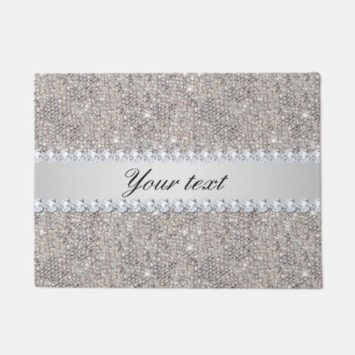 Faux Silver Sequins and Diamonds Doormat