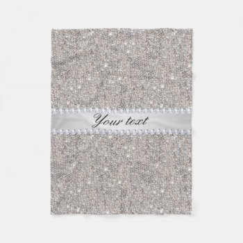Faux Silver Sequins And Diamonds Fleece Blanket by glamgoodies at Zazzle