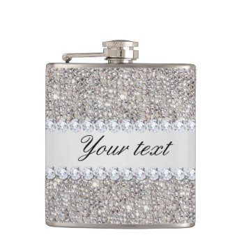 Faux Silver Sequins And Diamonds Hip Flask by glamgoodies at Zazzle