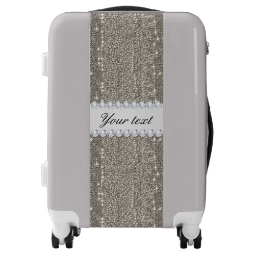 Faux Silver Sequins and Diamonds Luggage