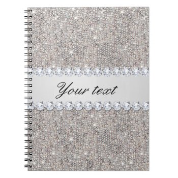Faux Silver Sequins And Diamonds Notebook by glamgoodies at Zazzle