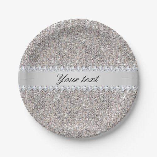 Faux Silver Sequins and Diamonds Paper Plates