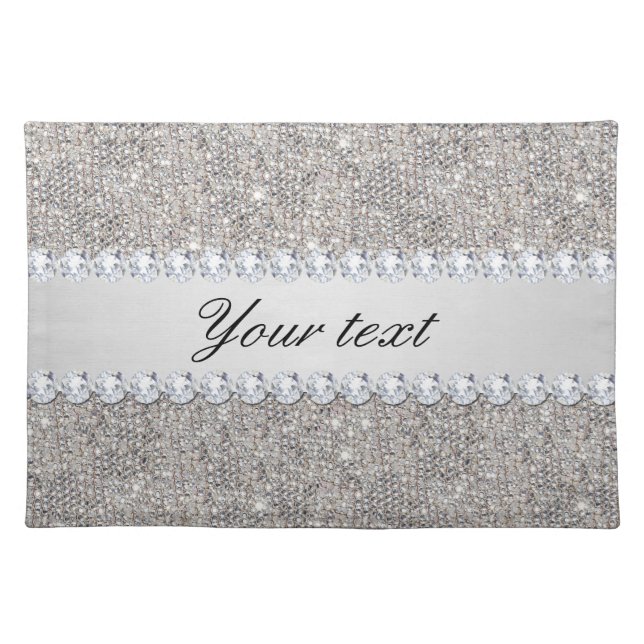 Faux Silver Sequins and Diamonds Placemat (Front)