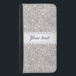 Faux Silver Sequins and Diamonds Samsung Galaxy S5 Wallet Case<br><div class="desc">Glamorous personalized faux silver sequins and diamonds. PLEASE NOTE: These are flat printed graphics - no real sequins, jewels or raised parts. Click on the Customize it / Personalize it button to personalize with your text. If you need any assistance customizing your product please contact me through my store and...</div>