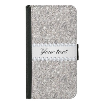 Faux Silver Sequins And Diamonds Samsung Galaxy S5 Wallet Case by glamgoodies at Zazzle