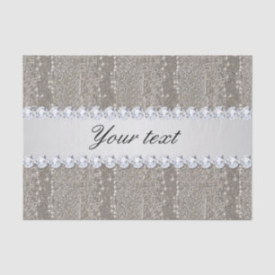 Faux Silver Sequins and Diamonds Tissue Paper