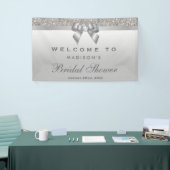Faux Silver Sequins Bow Diamond Bridal Shower Banner (Tradeshow)