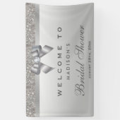 Faux Silver Sequins Bow Diamond Bridal Shower Banner (Vertical)
