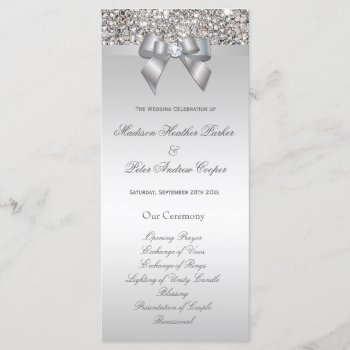 Faux Silver Sequins Bow Wedding Program by AJ_Graphics at Zazzle