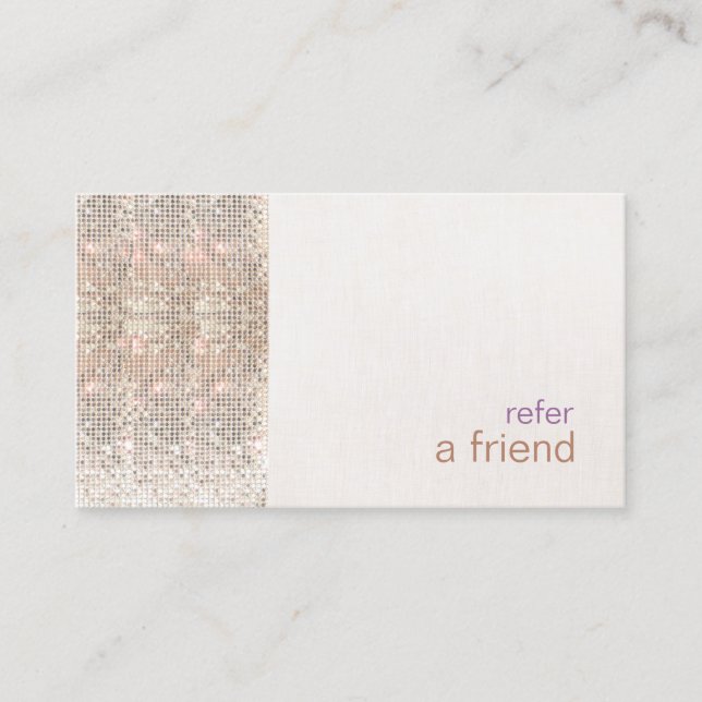 Faux Silver Sequins Customer Referral Salon Card (Front)