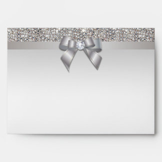 Faux Silver Sequins Diamonds and Bow Envelope